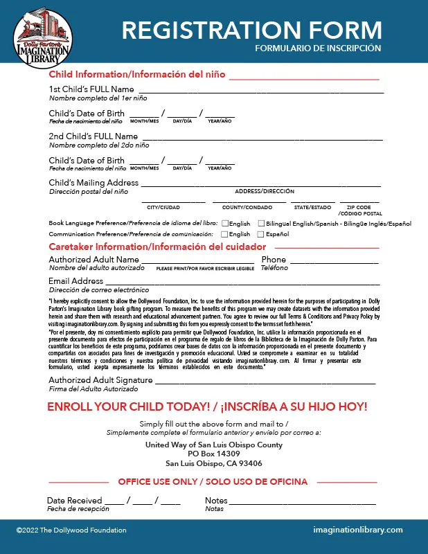Imagination Library Registration Form
